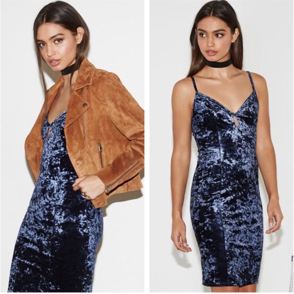 PACSUN Kendall & Kylie Crushed Blue Velvet Dress